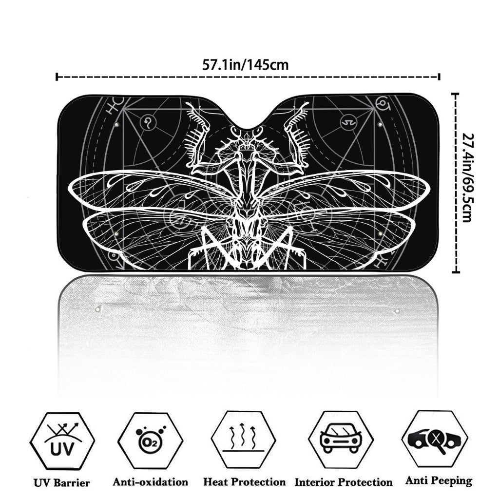 Black And White Mantis Spirit Print Car Windshield Sun Shade