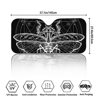 Black And White Mantis Spirit Print Car Windshield Sun Shade