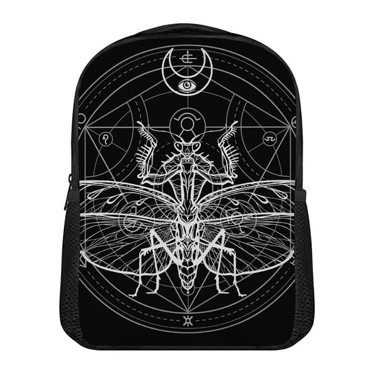 Black And White Mantis Spirit Print Casual Backpack