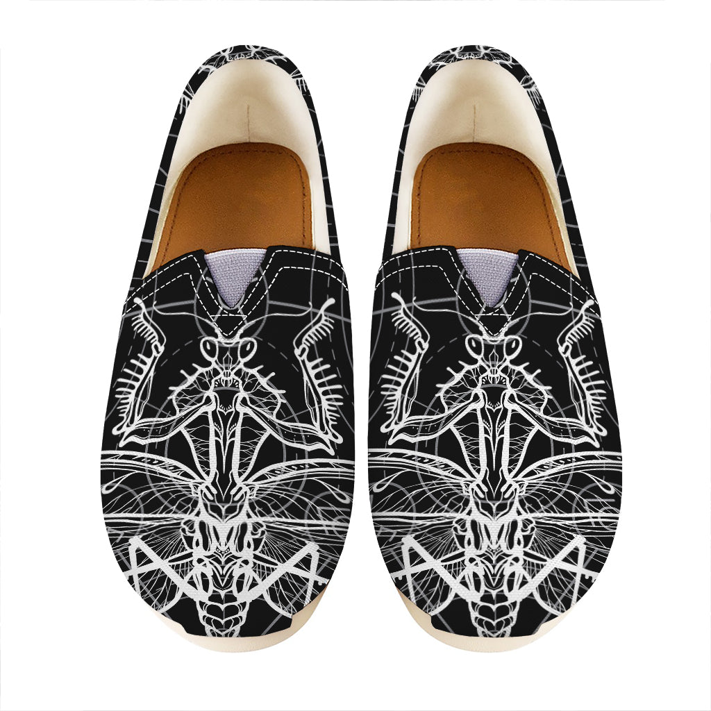 Black And White Mantis Spirit Print Casual Shoes