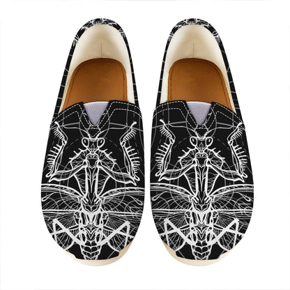 Black And White Mantis Spirit Print Casual Shoes