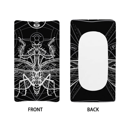 Black And White Mantis Spirit Print Changing Pad Cover