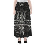 Black And White Mantis Spirit Print Chiffon Maxi Skirt