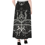 Black And White Mantis Spirit Print Chiffon Maxi Skirt
