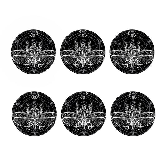 Black And White Mantis Spirit Print Coaster Set