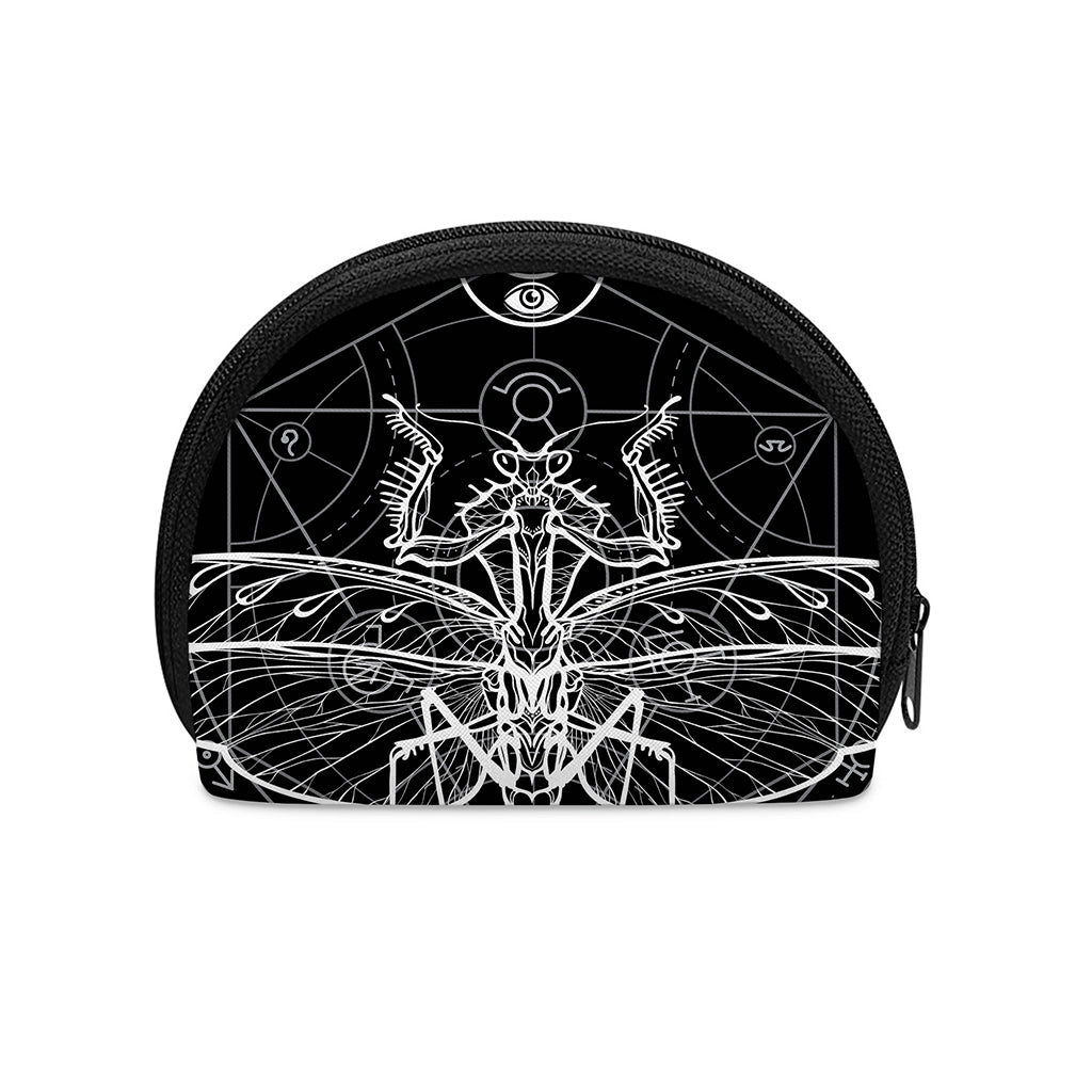 Black And White Mantis Spirit Print Coin Purse