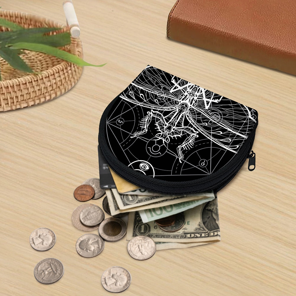 Black And White Mantis Spirit Print Coin Purse