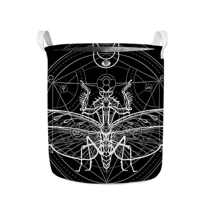 Black And White Mantis Spirit Print Collapsible Laundry Basket