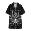 Black And White Mantis Spirit Print Cotton Hawaiian Shirt