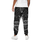 Black And White Mantis Spirit Print Cotton Pants