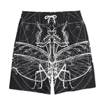 Black And White Mantis Spirit Print Cotton Shorts