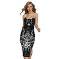 Black And White Mantis Spirit Print Cross Back Cami Dress