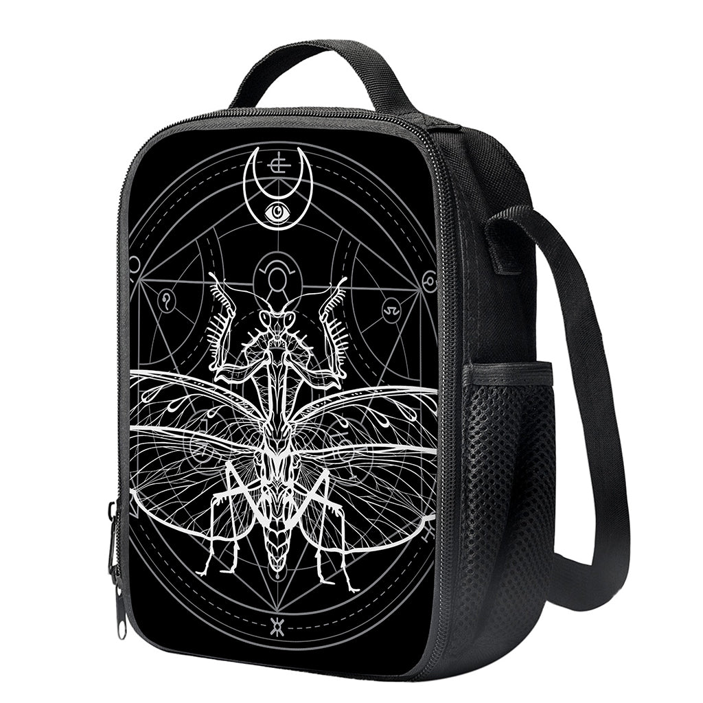 Black And White Mantis Spirit Print Crossbody Lunch Bag