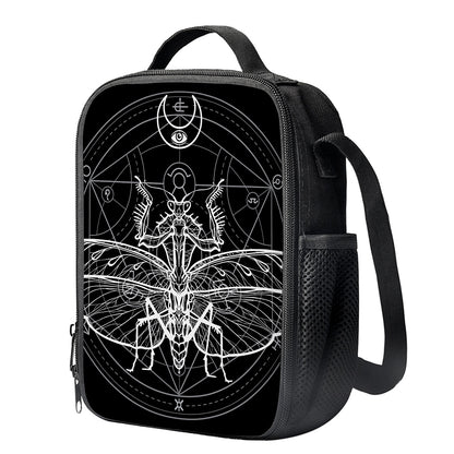 Black And White Mantis Spirit Print Crossbody Lunch Bag