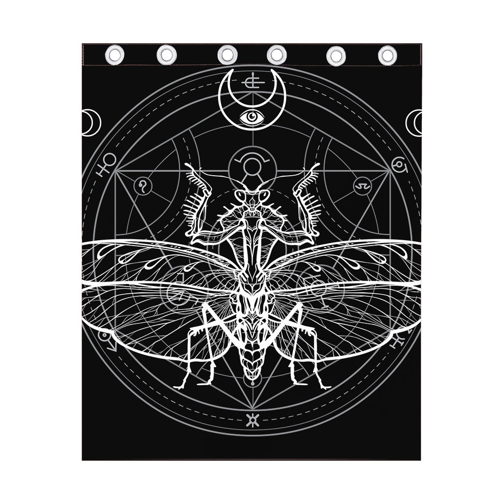 Black And White Mantis Spirit Print Curtain