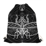 Black And White Mantis Spirit Print Drawstring Bag