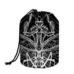 Black And White Mantis Spirit Print Drawstring Makeup Bag