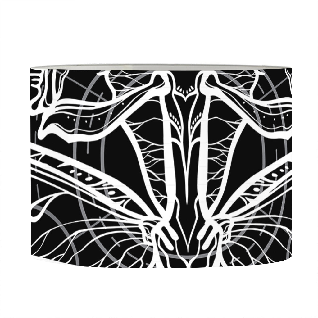 Black And White Mantis Spirit Print Drum Lamp Shade
