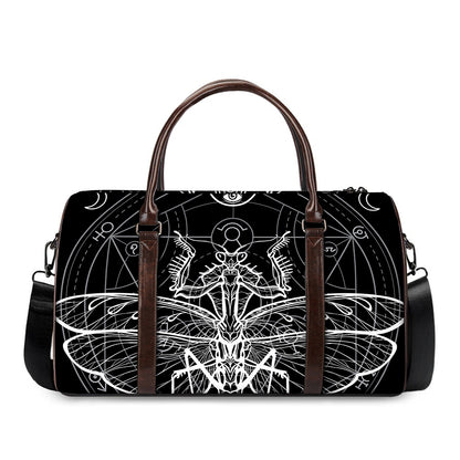 Black And White Mantis Spirit Print Duffle Bag