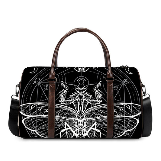 Black And White Mantis Spirit Print Duffle Bag