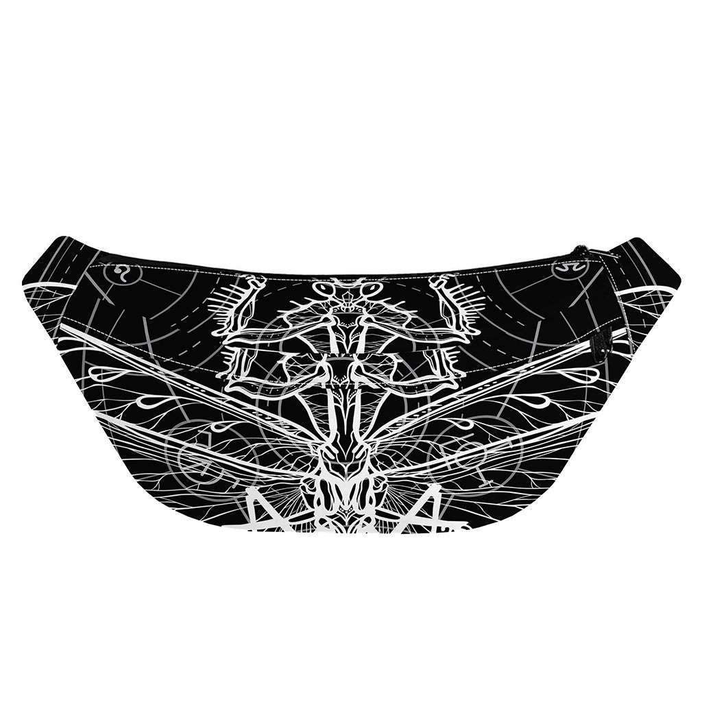 Black And White Mantis Spirit Print Fanny Pack