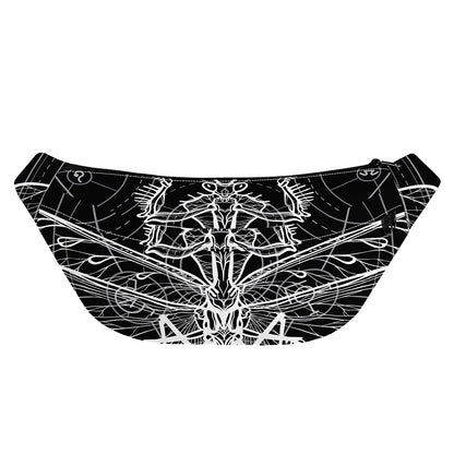 Black And White Mantis Spirit Print Fanny Pack