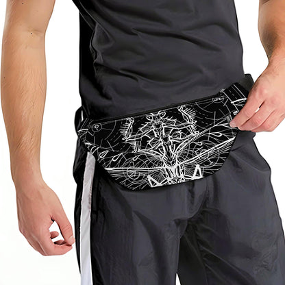 Black And White Mantis Spirit Print Fanny Pack