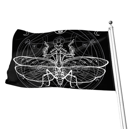 Black And White Mantis Spirit Print Flag