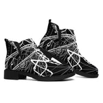 Black And White Mantis Spirit Print Flat Ankle Boots