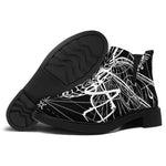 Black And White Mantis Spirit Print Flat Ankle Boots
