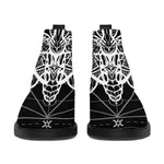 Black And White Mantis Spirit Print Flat Ankle Boots