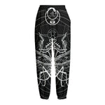 Black And White Mantis Spirit Print Fleece Lined Knit Pants