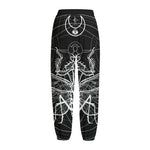 Black And White Mantis Spirit Print Fleece Lined Knit Pants