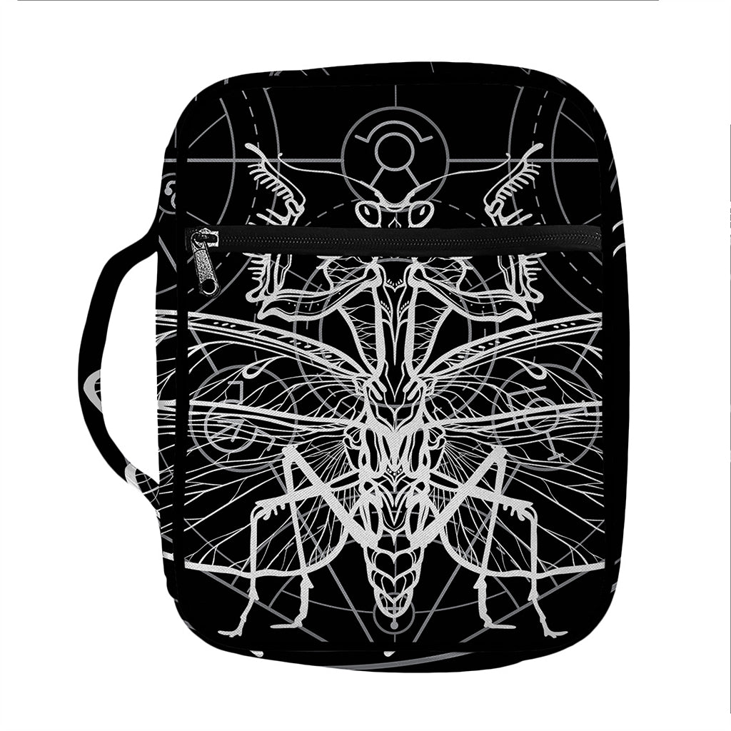 Black And White Mantis Spirit Print Front Pocket Bible Bag