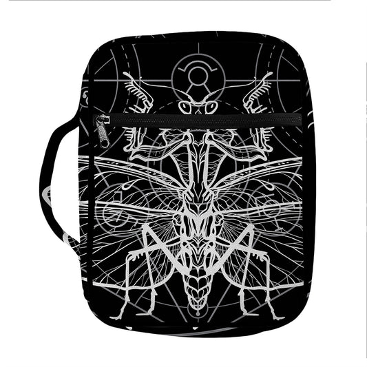 Black And White Mantis Spirit Print Front Pocket Bible Bag