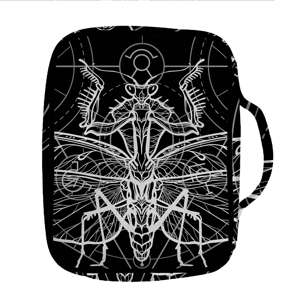 Black And White Mantis Spirit Print Front Pocket Bible Bag