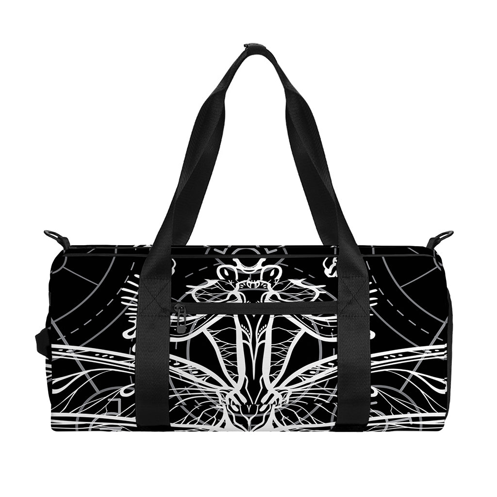 Black And White Mantis Spirit Print Gym Bag