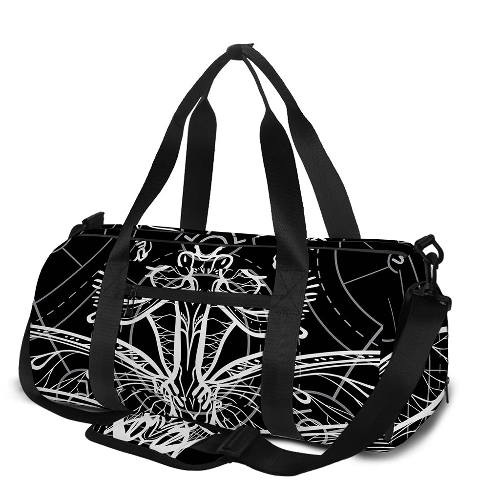 Black And White Mantis Spirit Print Gym Bag