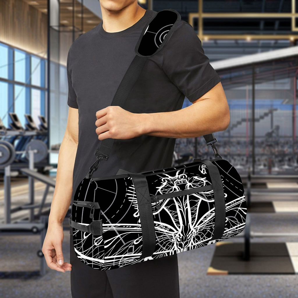 Black And White Mantis Spirit Print Gym Bag