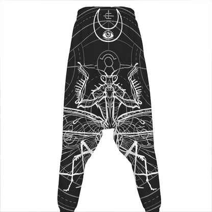 Black And White Mantis Spirit Print Hammer Pants