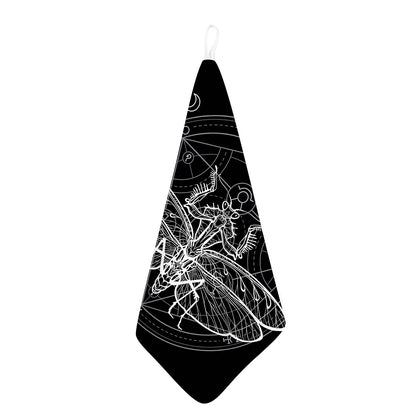 Black And White Mantis Spirit Print Hand Towel
