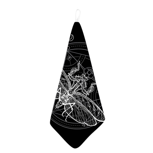 Black And White Mantis Spirit Print Hand Towel