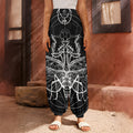 Black And White Mantis Spirit Print Harem Pants