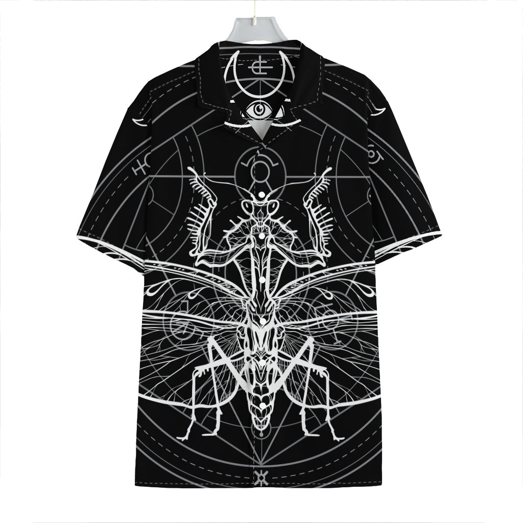 Black And White Mantis Spirit Print Hawaiian Shirt