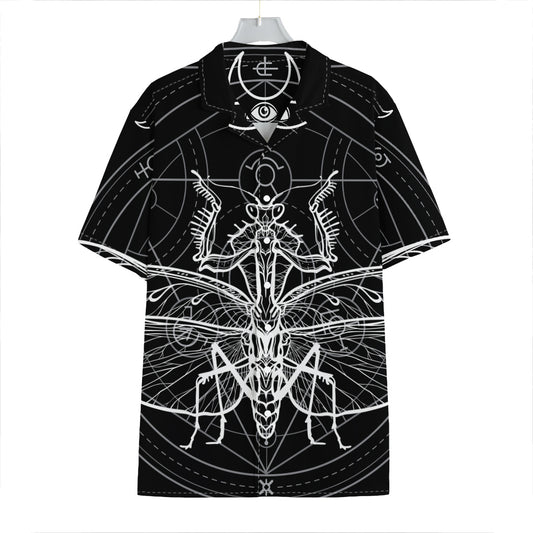 Black And White Mantis Spirit Print Hawaiian Shirt