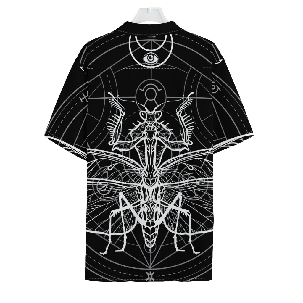 Black And White Mantis Spirit Print Hawaiian Shirt