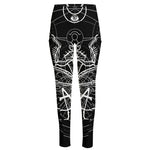 Black And White Mantis Spirit Print High-Waisted Pocket Leggings