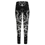 Black And White Mantis Spirit Print High-Waisted Pocket Leggings