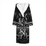 Black And White Mantis Spirit Print Hooded Bathrobe