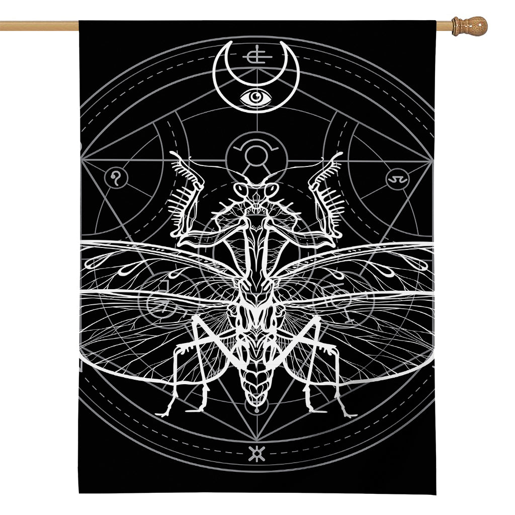 Black And White Mantis Spirit Print House Flag